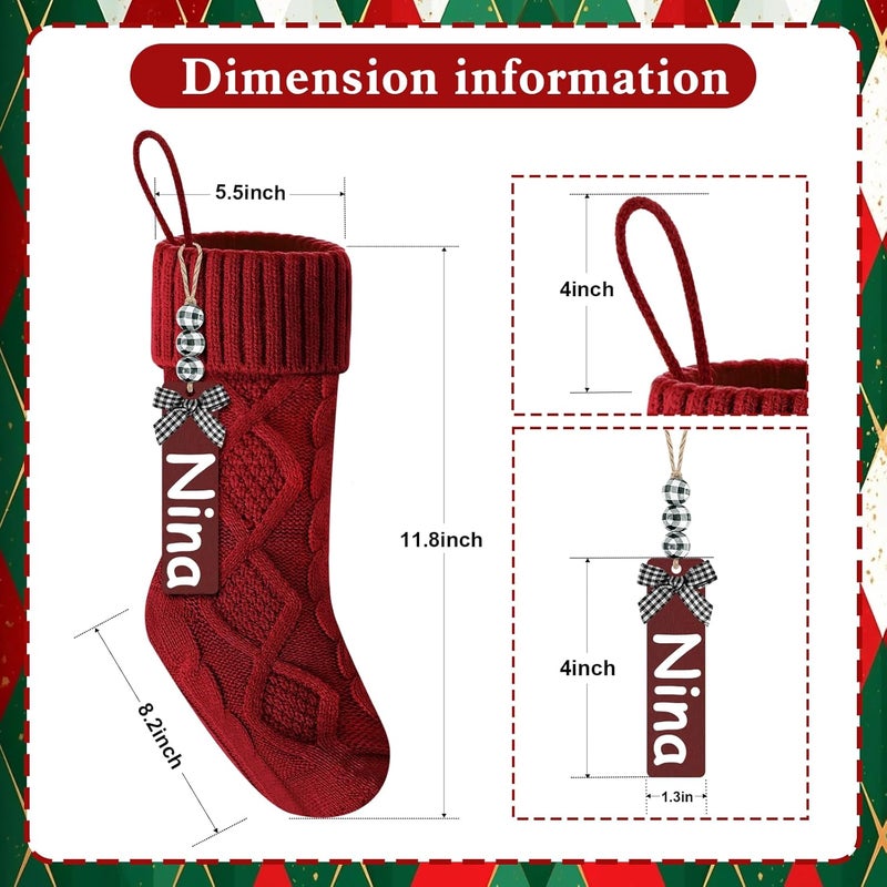 Doitory Store Christmas Stockings 18 Inches,Long Knitted Stocking with Name Tags, Christmas Decoration Hanging Stockings Fireplace Xmas Tree Ornaments for Home Family - Image 5